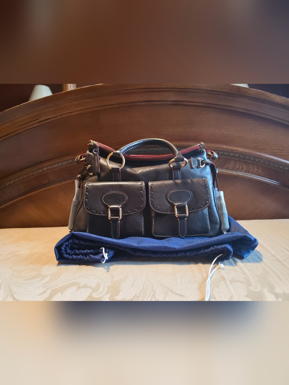 RARE Dooney & Bourke Florentine Leather Two Pocket Satchel